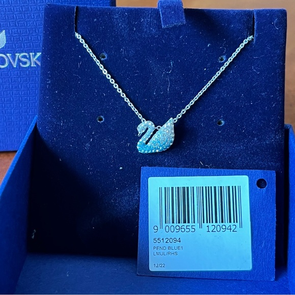 Swarovski Iconic Swan Pendant Swan Small Blue Gradient Rhodium Plated Necklace - Picture 2 of 6